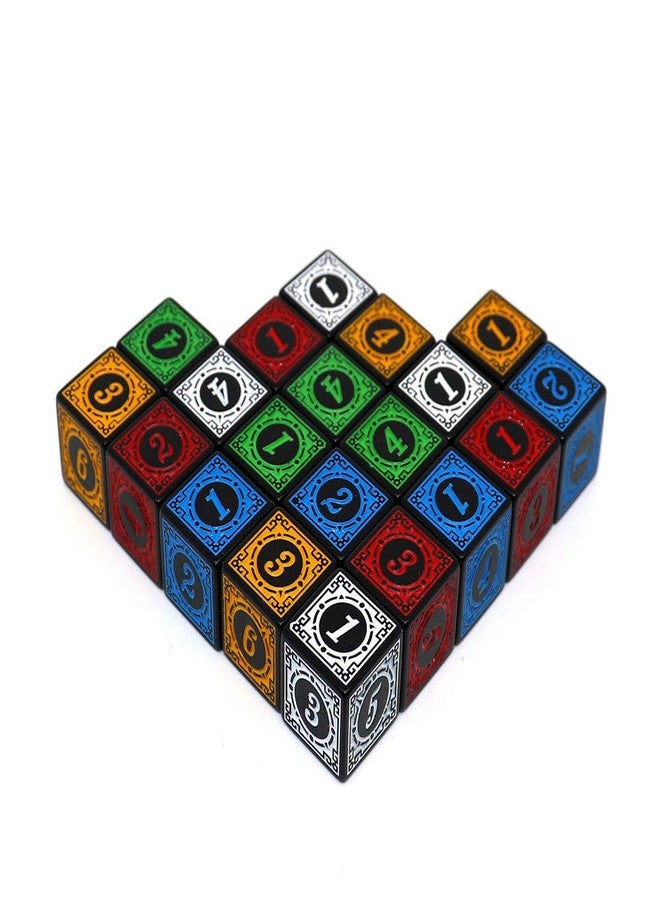 CREEBUY 20 Pcs 16MM Solid 6-Sided D6 Game Dice 4 X 5 Colors D6 Rainbow Dice for Board Games and Teaching Math Dice Set TRPG Card Games Accessories - Image 2